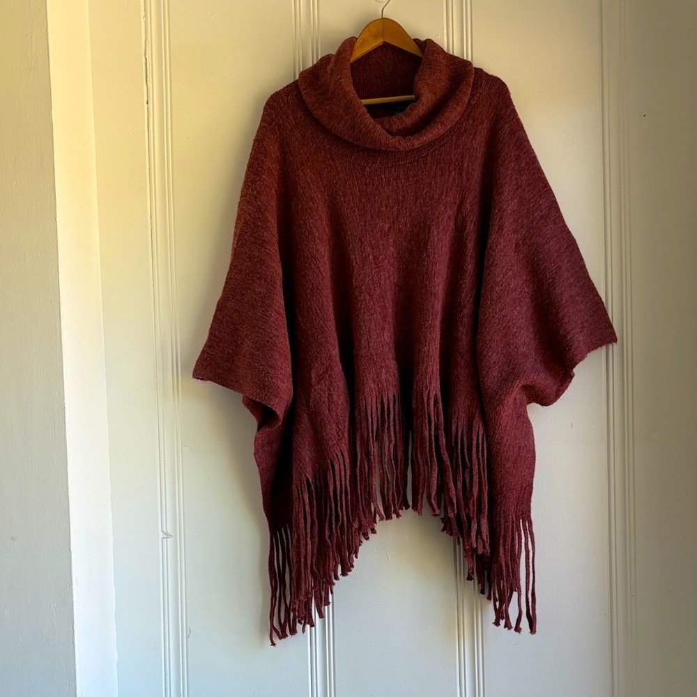 3/$30 Do Everything in Love Raspberry Fringe Poncho